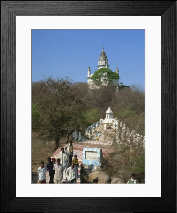 Framed Print : Shrine and Jain temple on hillside, Sonagiri, Madhya Pradesh state, India, Asia Framed Print : Shrine and Jain temple on hillside, Sonagiri, Madhya Pradesh state, India, Asia