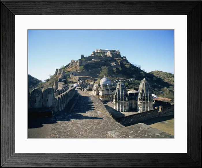 Framed Print : Foreground paved battlements, temples and Badal Mahal (Cloud Palace), Kumbalgarh Fort Framed Print : Foreground paved battlements, temples and Badal Mahal (Cloud Palace), Kumbalgarh Fort