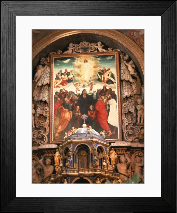 Framed Print : Painting of the Ascension by Vincenzo da Pavia, dating from 1533, above the altar of La Martorana Framed Print : Painting of the Ascension by Vincenzo da Pavia, dating from 1533, above the altar of La Martorana