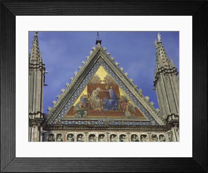 Framed Print : Mosaics, mostly 18th and 19th century replacements of originals, on facade of cathedral