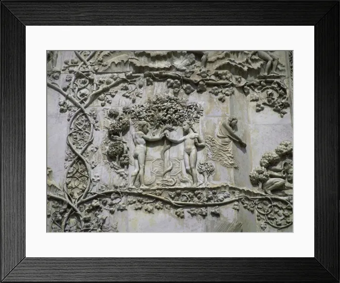 Framed Print : Detail showing Garden of Eden on 14th century marble relief by Lorenzo Maitani Framed Print : Detail showing Garden of Eden on 14th century marble relief by Lorenzo Maitani