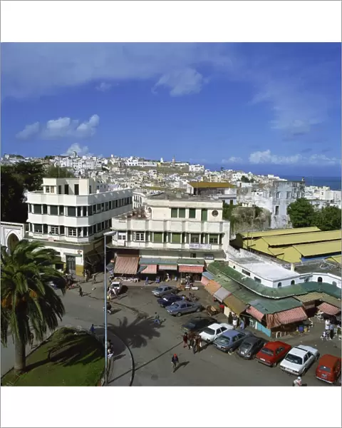 Rooftop view of city and Grand Socco, Tangier, Morocco, North Africa, Africa