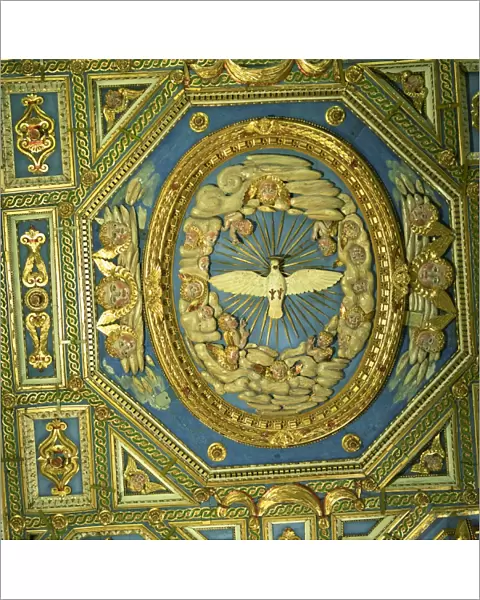 Painted wooden ceiling, Duomo, Volterra, Tuscany, Italy, Europe