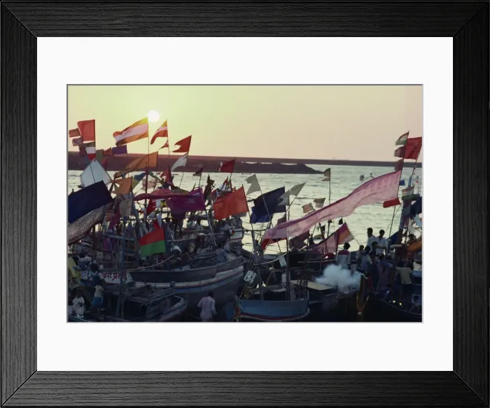 Framed Print : Fishing boats during religious festival, Colaba, Mumbai, India, Asia Framed Print : Fishing boats during religious festival, Colaba, Mumbai, India, Asia