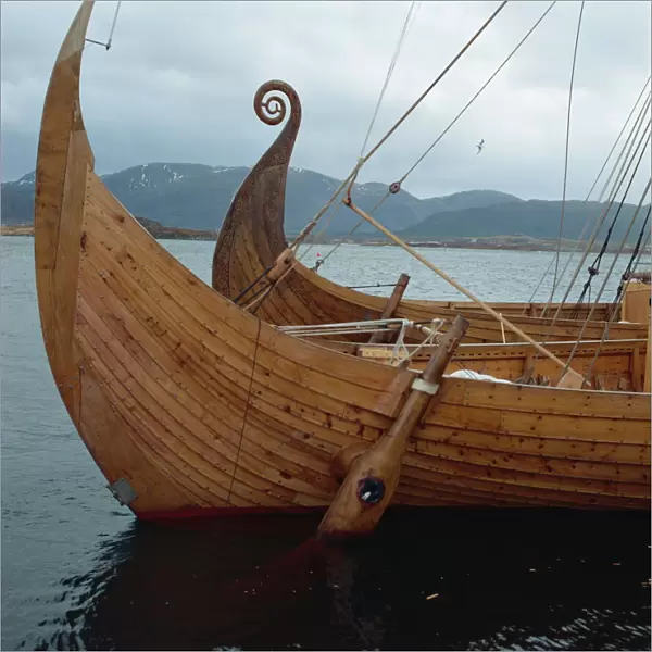 Replica Viking ships, Oseberg and Gaia, Haholmen, West Norway, Norway, Scandinavia