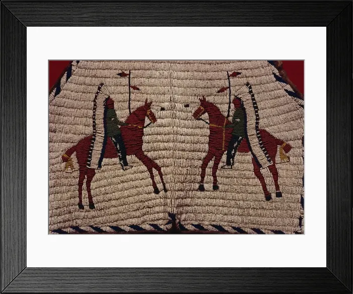 Framed Print : Detail of Native American glass beadwork on buckskin, dating from 1880 Framed Print : Detail of Native American glass beadwork on buckskin, dating from 1880