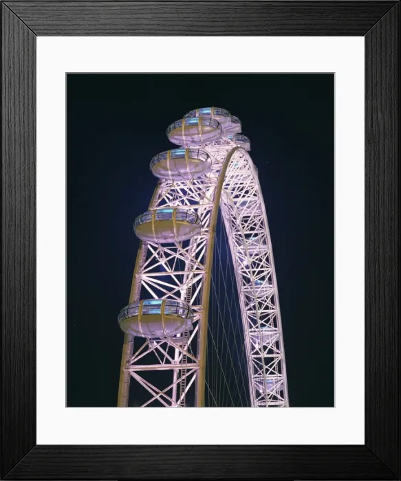 Framed Print : Illuminated by moving coloured lights, London Eye, architects Marks Barfield Framed Print : Illuminated by moving coloured lights, London Eye, architects Marks Barfield