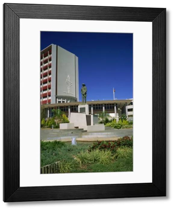 Framed Print : Curt von Francois statue and City Hall, Windhoek, Namibia, Africa Framed Print : Curt von Francois statue and City Hall, Windhoek, Namibia, Africa