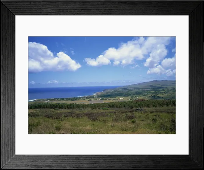 Framed Print : Overlooking Hanga Roa town, airport and west coast, Easter Island, Chile, South America Framed Print : Overlooking Hanga Roa town, airport and west coast, Easter Island, Chile, South America