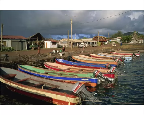 Tuna fishing boats, Hanga Roa, Easter Island, Chile, South America