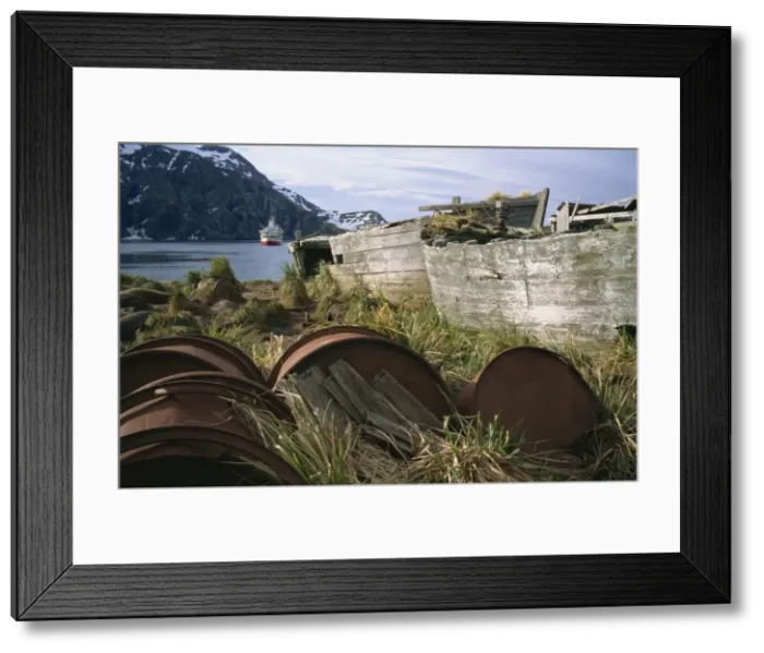 Framed Print : Old whaling station of Godthul, operated between 1908 and 1929 for a floating factory Framed Print : Old whaling station of Godthul, operated between 1908 and 1929 for a floating factory