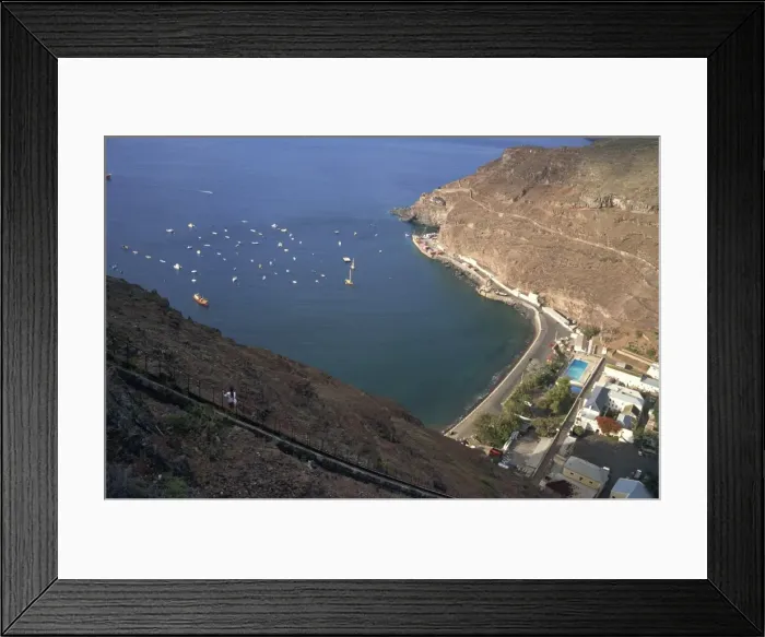 Framed Print : The town and harbour from Jacobs Ladder, Jamestown, St. Helena, Mid Atlantic Framed Print : The town and harbour from Jacobs Ladder, Jamestown, St. Helena, Mid Atlantic