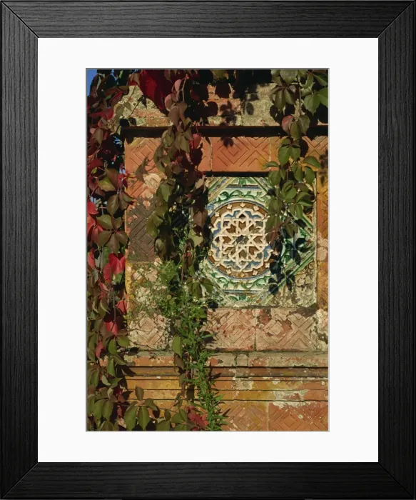 Framed Print : Tiled panel on decorative column in Moorish Gothic style, 19th century Quinta Framed Print : Tiled panel on decorative column in Moorish Gothic style, 19th century Quinta