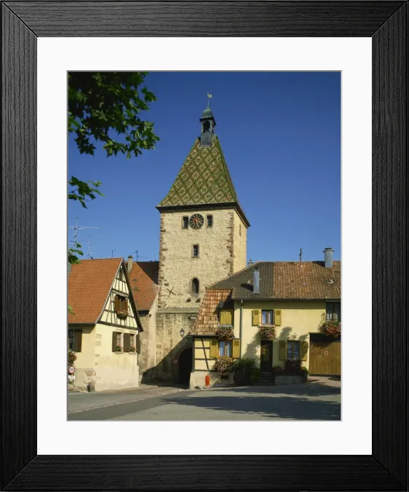 Framed Print : Gateway and clock tower, Bergheim, Alsace, France, Europe Framed Print : Gateway and clock tower, Bergheim, Alsace, France, Europe