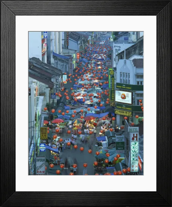 Framed Print : Elevated view of night market, Jalan Petaling, Chinatown, Kuala Lumpur Framed Print : Elevated view of night market, Jalan Petaling, Chinatown, Kuala Lumpur