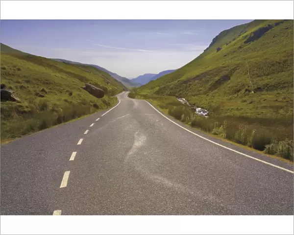 Road through the Elan Valley, Powys, Wales, United Kingdom, Europe