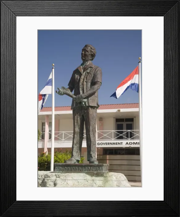 Framed Print : Government Admin Building and statue of Dr. Claude Wathey (The Ole Man) Framed Print : Government Admin Building and statue of Dr. Claude Wathey (The Ole Man)