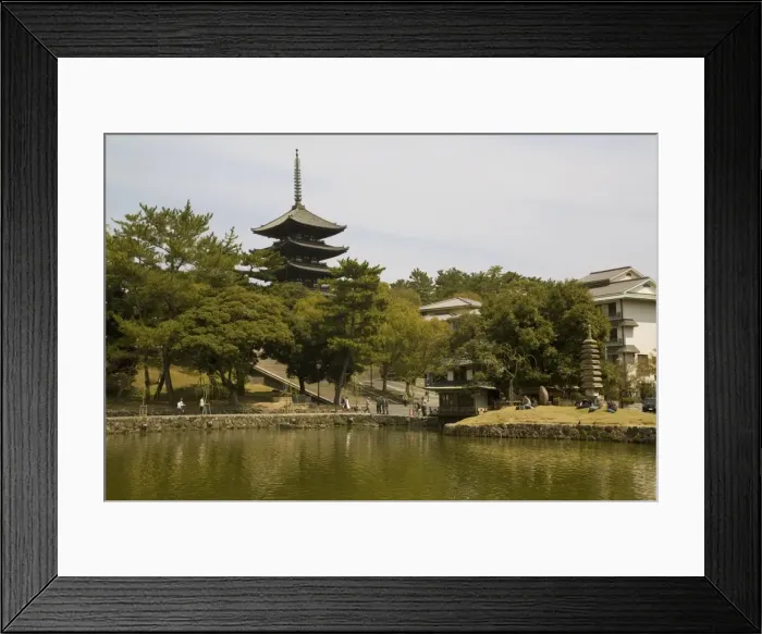 Framed Print : Five Storey Pagoda and Sarusawa Pond, Nara, Japan, Asia Framed Print : Five Storey Pagoda and Sarusawa Pond, Nara, Japan, Asia