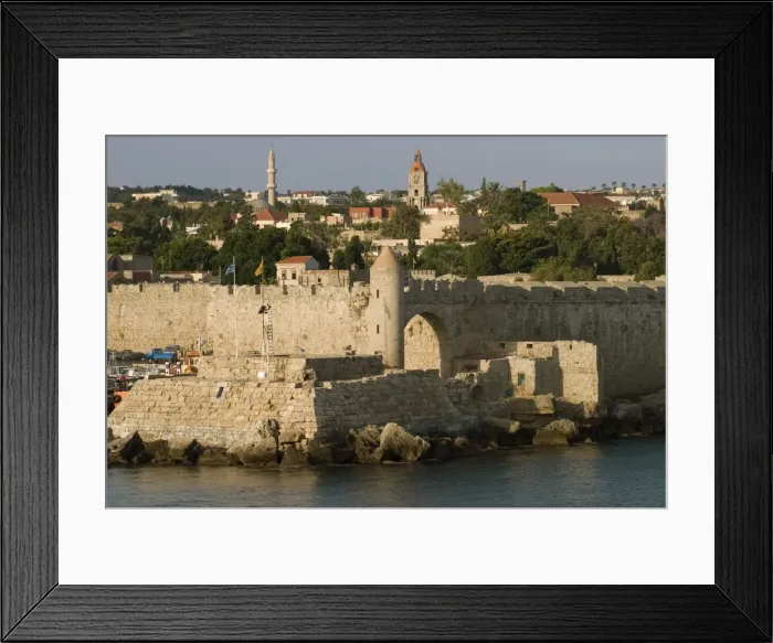 Framed Print : Old city walls, Rhodes, Dodecanese, Greek Islands, Greece, Europe Framed Print : Old city walls, Rhodes, Dodecanese, Greek Islands, Greece, Europe