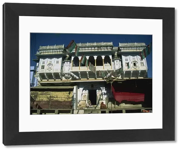 Building in the Main Bazaar, Pushkar, Rajasthan state, India, Asia