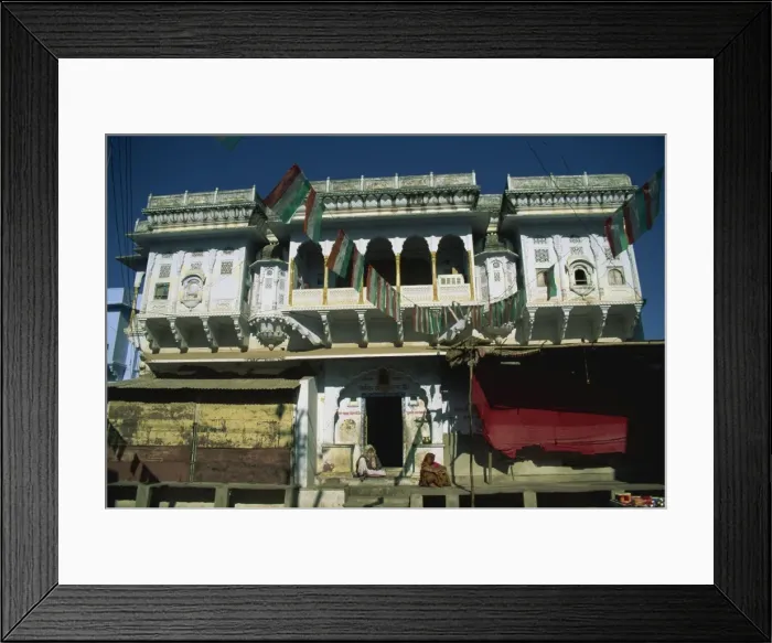 Framed Print : Building in the Main Bazaar, Pushkar, Rajasthan state, India, Asia
