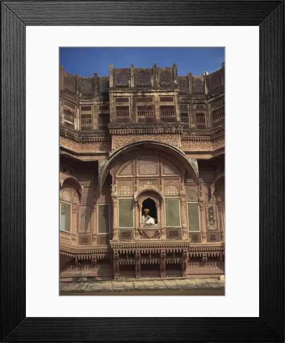 Framed Print : Guard sitting by window, City Palace, Udaipur, Rajasthan state, India, Asia Framed Print : Guard sitting by window, City Palace, Udaipur, Rajasthan state, India, Asia