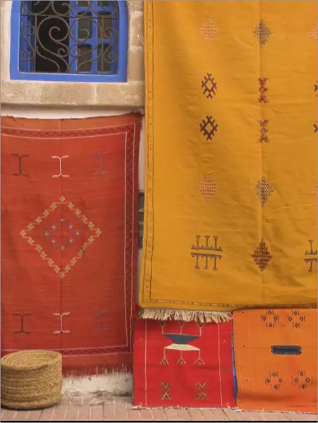Carpets hanging outside shop in the medina, Essaouira, Morocco, North Africa, Africa