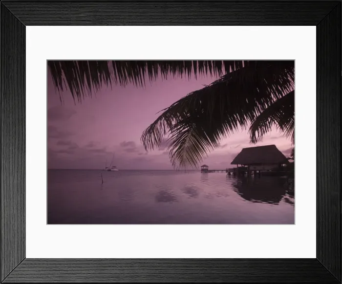 Framed Print : People in beach bar near the Moorings at sunset, Placencia, Belize, Central America Framed Print : People in beach bar near the Moorings at sunset, Placencia, Belize, Central America