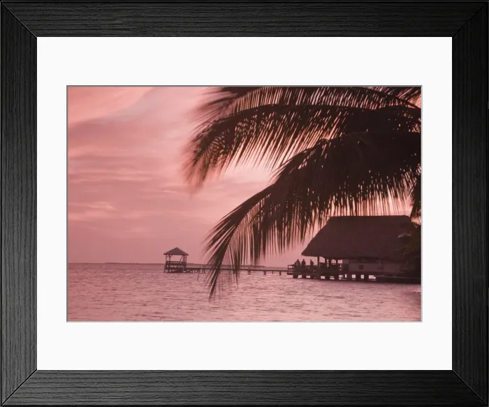 Framed Print : People in beach bar near the Moorings at sunset, Placencia, Belize, Central America Framed Print : People in beach bar near the Moorings at sunset, Placencia, Belize, Central America