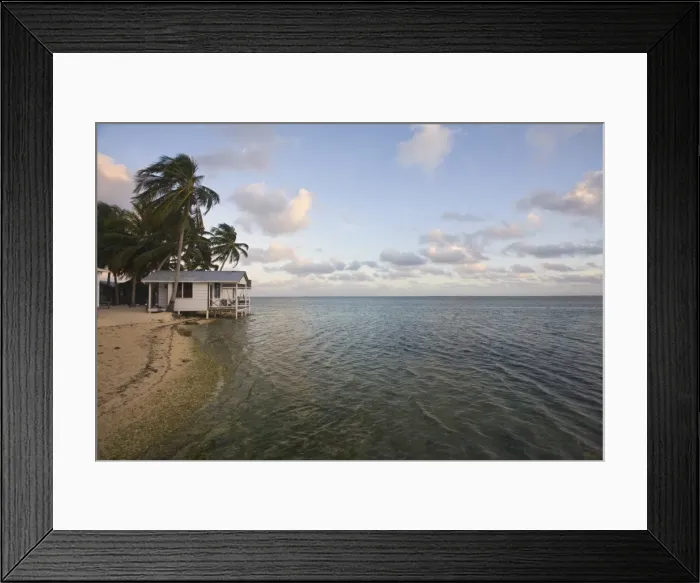 Framed Print : Beach cabana, Tobaco Caye, Belize, Central America Framed Print : Beach cabana, Tobaco Caye, Belize, Central America