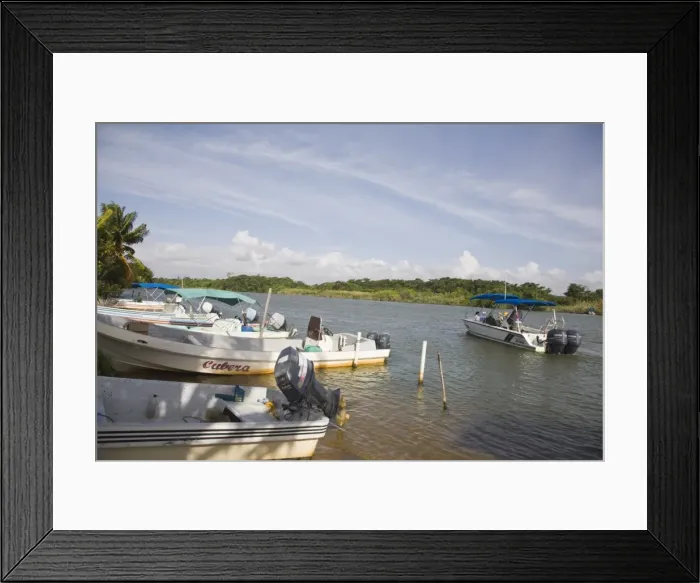Framed Print : Boats, Monkey River, Placencia, Belize, Central America Framed Print : Boats, Monkey River, Placencia, Belize, Central America