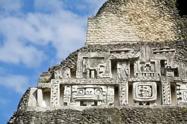 Frieze on the 130ft high El Castillo, Xunantunich Ruins, San Ignacio, Belize