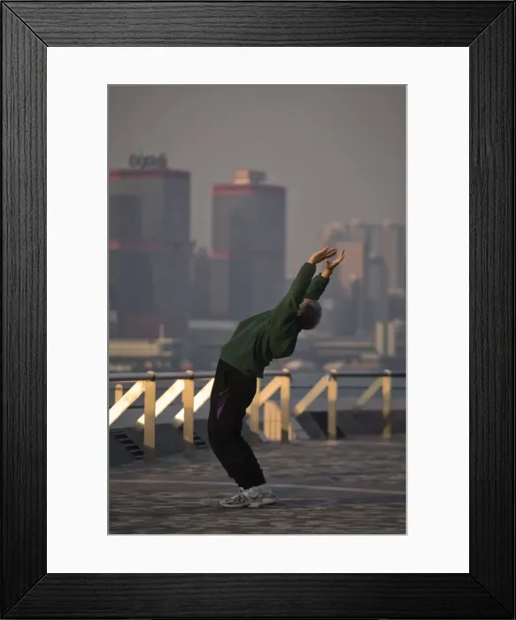 Framed Print : Man doing early morning exercises, Tsim Sha Tsui East Promenade, Tsim Sha Tsui Framed Print : Man doing early morning exercises, Tsim Sha Tsui East Promenade, Tsim Sha Tsui
