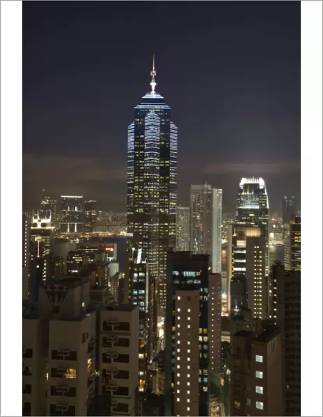 Central, skyline at night, Hong Kong Island, Hong Kong, China, Asia