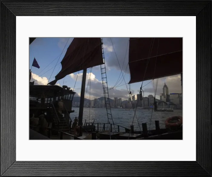 Framed Print : Junk sailing on Victoria Harbour, Hong Kong, China, Asia Framed Print : Junk sailing on Victoria Harbour, Hong Kong, China, Asia
