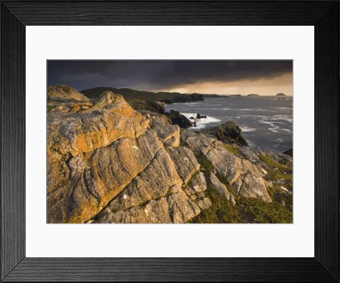 Framed Print : Stormy evening view along the rugged Atlantic coast near Carloway, Isle of Lewis Framed Print : Stormy evening view along the rugged Atlantic coast near Carloway, Isle of Lewis