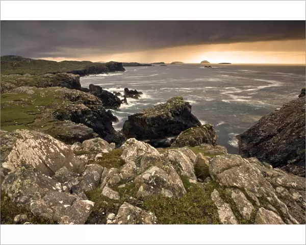 Stormy evening view along coastline near Carloway, Isle of Lewis, Outer Hebrides