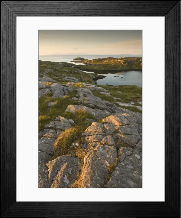 Framed Print : Rocky coasline bathed in early morning light at township of Manish, Isle of Harris Framed Print : Rocky coasline bathed in early morning light at township of Manish, Isle of Harris