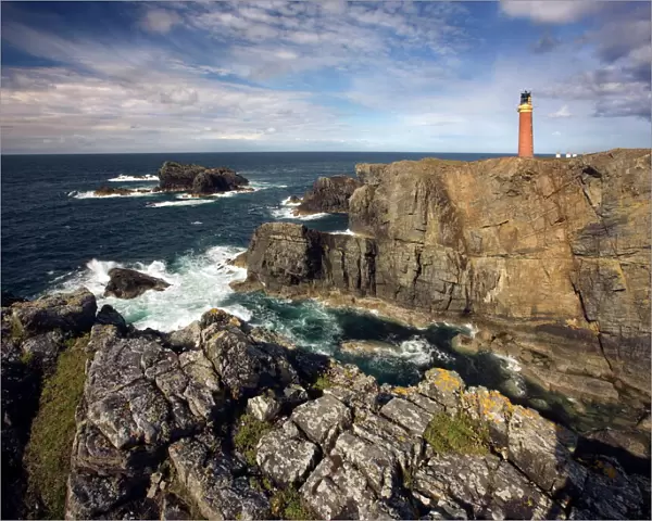 Lighthouse and cliffs at Butt of Lewis, Isle of Lewis, Outer Hebrides, Scotland