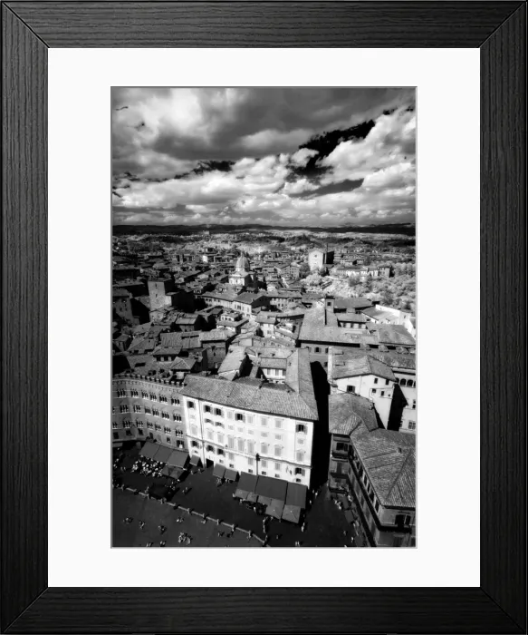 Framed Print : Infra red image of the view of Siena across Piazza del Campo from Tower del Mangia Framed Print : Infra red image of the view of Siena across Piazza del Campo from Tower del Mangia