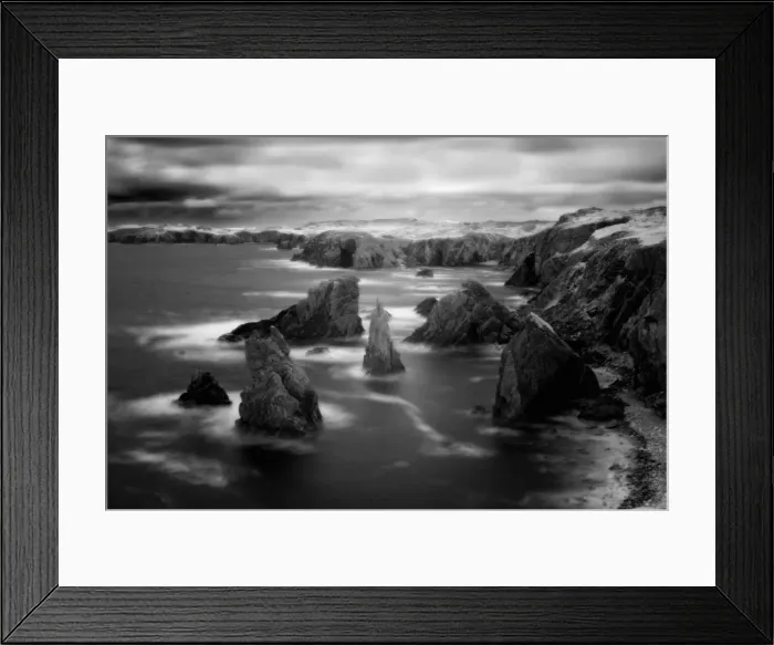 Framed Print : Infrared image of cliffs and sea stacks at Mangersta. Isle of Lewis, Outer Hebrides Framed Print : Infrared image of cliffs and sea stacks at Mangersta. Isle of Lewis, Outer Hebrides