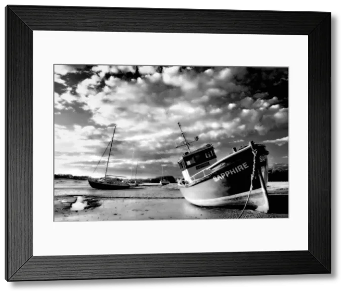 Framed Print : Infrared image of boats on Aln Estuary at low tide, Alnmouth, near Alnwick Framed Print : Infrared image of boats on Aln Estuary at low tide, Alnmouth, near Alnwick