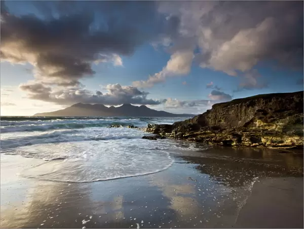View towards Isle of Rum from Singing Sands (Camas Sgiotaig), Isle of Eigg