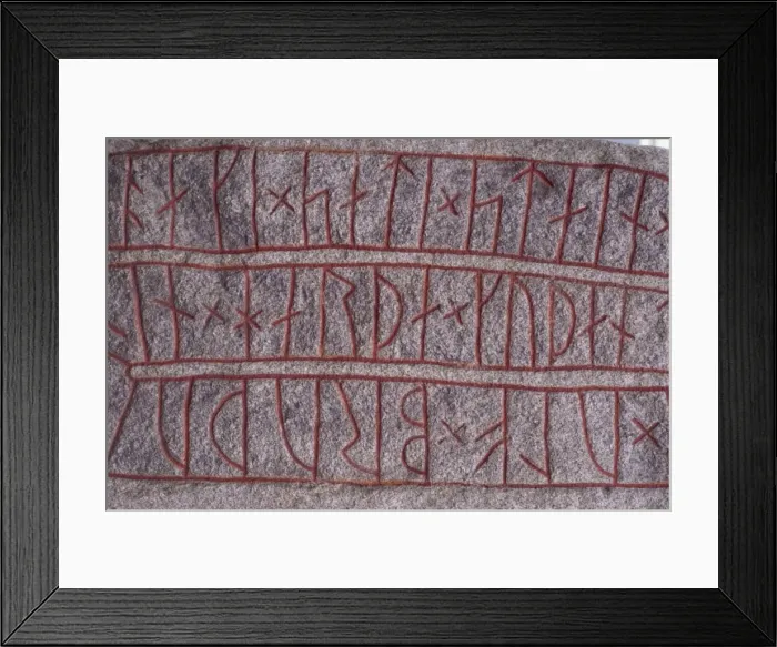 Framed Print : Runic stone erected by Ake in memory of his borther Ulf circa 1000AD, Lund Framed Print : Runic stone erected by Ake in memory of his borther Ulf circa 1000AD, Lund
