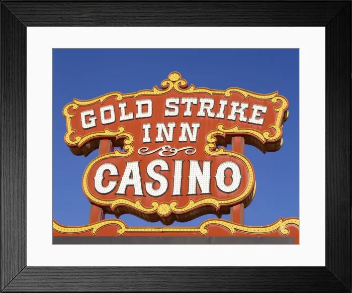 Framed Print : Close-up of sign for Gold Strike Inn and Casino in Las Vegas, Nevada, United States of America Framed Print : Close-up of sign for Gold Strike Inn and Casino in Las Vegas, Nevada, United States of America