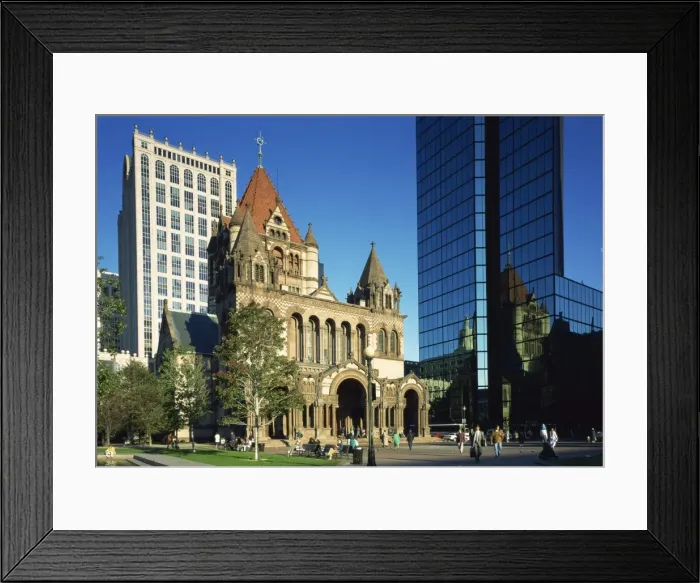 Framed Print : Trinity Church and the Hancock Tower in the city of Boston, Massachusetts Framed Print : Trinity Church and the Hancock Tower in the city of Boston, Massachusetts
