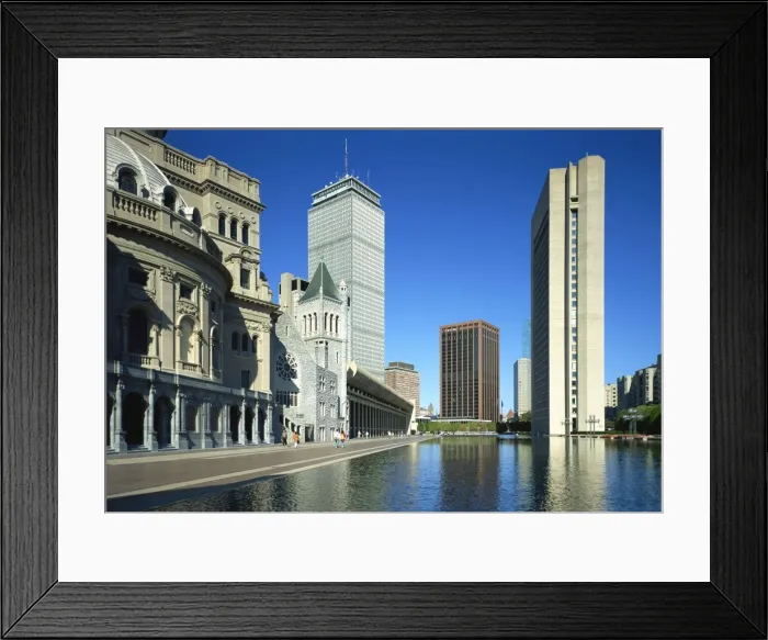 Framed Print : Church and modern office buildings on the skyline of Boston, Massachusetts