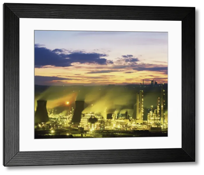 Framed Print : Grangemouth petro-chemical plant illuminated at dusk, Scotland, United Kingdom, Europe Framed Print : Grangemouth petro-chemical plant illuminated at dusk, Scotland, United Kingdom, Europe
