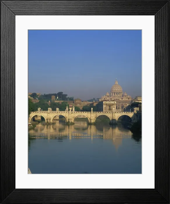 Framed Print : The dome of St. Peters Basilica and bridge over the River Tevere, The Vatican Framed Print : The dome of St. Peters Basilica and bridge over the River Tevere, The Vatican