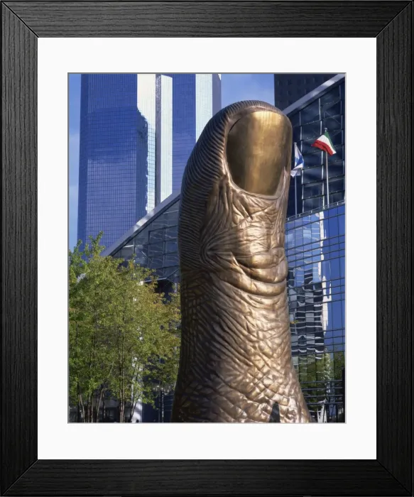 Framed Print : Bronze Thumb sculpture, La Defense, Paris, France, Europe Framed Print : Bronze Thumb sculpture, La Defense, Paris, France, Europe